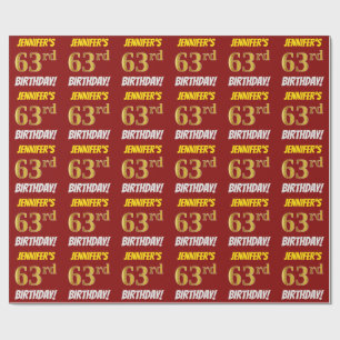Papel De Presente Vermelho, falso/ouro de imitação, "63rd
