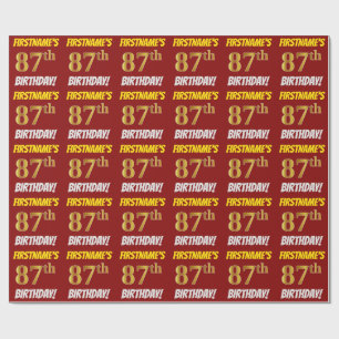 Papel De Presente Vermelho, falso/ouro de imitação, "87th