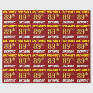 Papel De Presente Vermelho, falso/ouro de imitação, "89th