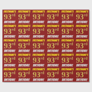 Papel De Presente Vermelho, falso/ouro de imitação, "93rd