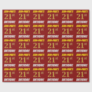 Papel De Presente Vermelho, falso/ouro de imitação, "aniversário 
