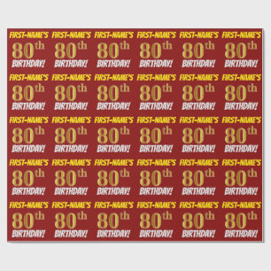 Papel De Presente Vermelho, falso/ouro de imitação, do "ANIVERSÁR