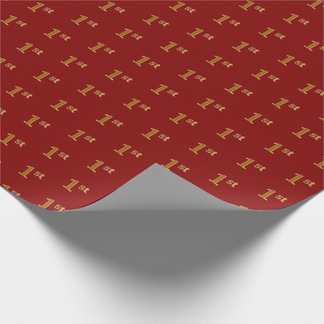 Papel De Presente Vermelho, Faux Dourado 1rua (Primeira) Papel de en (Ponta)