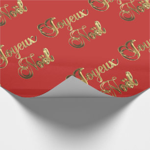 Papel De Presente Vermelho francês e ouro do Natal de Joyeux Noel