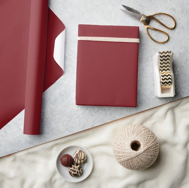 Papel De Presente Vermelho Merlot Cor Sólida (Artesanato)