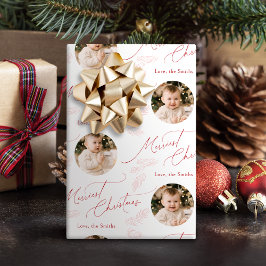 Papel De Presente Vermelho Moderno Script Feliz Natal Família 2 foto