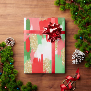 Papel De Presente Vermelho, Natal Verde Brushaft
