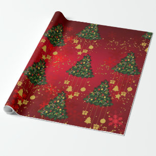 Papel De Presente Vermelho Negrito E Dourado