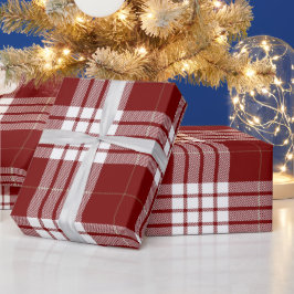 Papel De Presente Vermelho Retro Branco Natal Ano Novo Tartan Xadrez