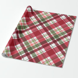 Papel De Presente Vermelho Retro Branco Natal Ano Novo Tartan Xadrez