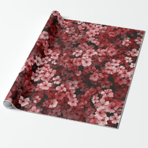 Papel De Presente Vermelho Rosa Macio Flor Ditsy Pastel Boho Vintage