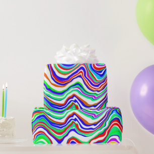 Papel De Presente Vermelho, Verde, Azul, Abstrato branco