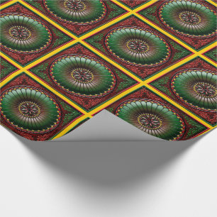 Papel De Presente Vermelho/verde/envoltório amarelo do Natal do