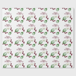 Papel De Presente Vermelho verde feliz Ação de Graças floral folha o