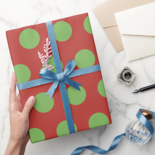 Papel De Presente Vermelho Verde Médio-claro Bolinhas de Corda Simpl