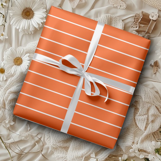 Papel De Presente Vermelho Vermelhão e Branco Listrado Horizontal Fi (Criador carregado)