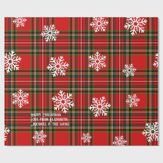 Papel De Presente Vermelho Xadrez Branco Floco de Neve Natal Persona (Aberto)