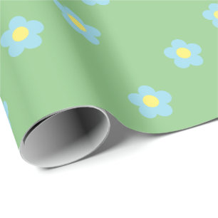 Papel De Presente Vermelhos do Pastel Azul Y2k, retrorados minimalis