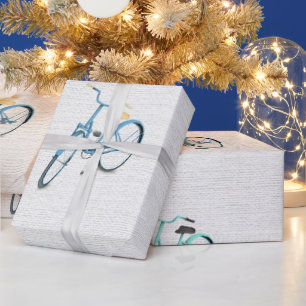 Papel De Presente Vermelhos Verdes Verdes Vermelhos Balões de Bicicl