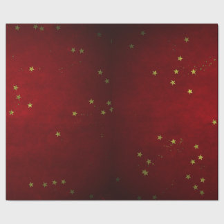 Papel De Presente Verniz Cereja Estrela Dourada