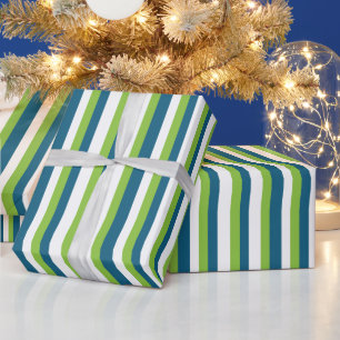 Papel De Presente Verticais Verticais Verdes Azuis