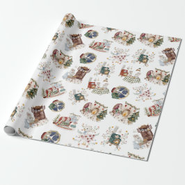 Papel De Presente Véspera de Natal Cozy Pequenos presentes em casa