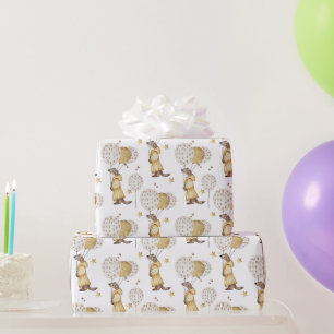 Papel De Presente Vestido de camisa adorável, em amarelo, balões