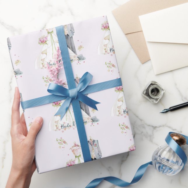 Papel De Presente Vestido de Noiva Bride & Groom (Presentear)