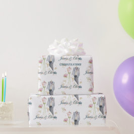 Papel De Presente Vestido de Noiva & Noivo Personalizado
