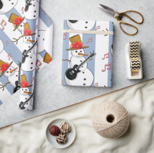 Papel De Presente Vestido Natal Blue & White Strike Snowman