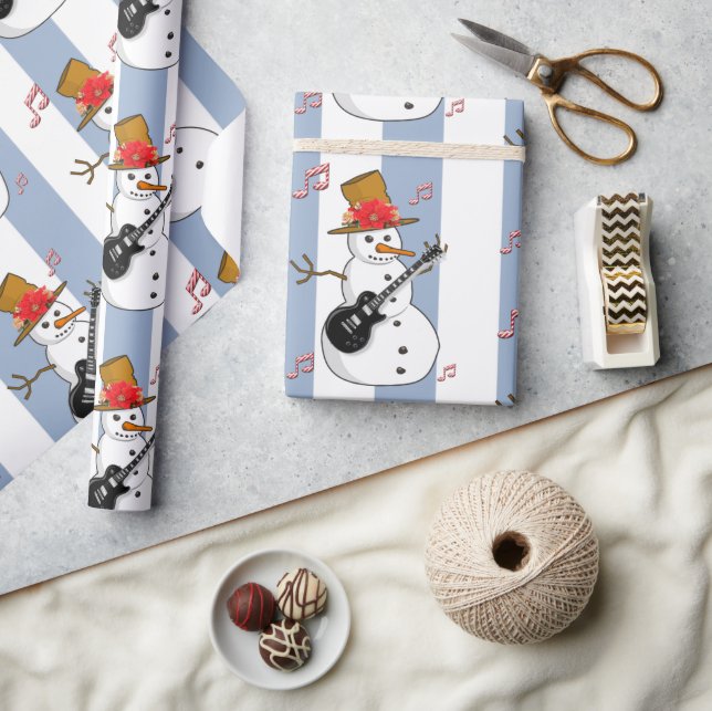 Papel De Presente Vestido Natal Blue & White Strike Snowman (Artesanato)