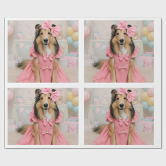 Papel De Presente Vestido rosa sheltie