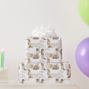 Papel De Presente Vestidos em amarelo, balões, bagagens