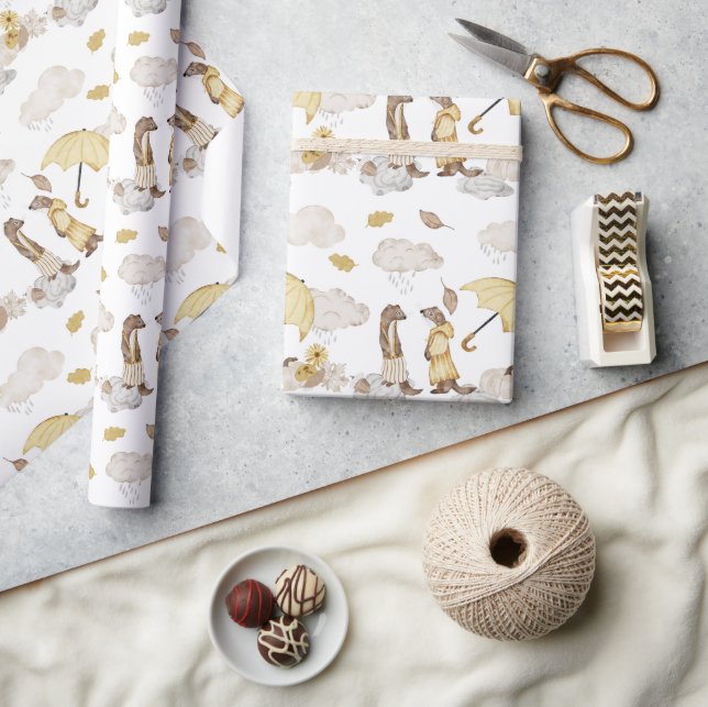 Papel De Presente Vestidos em Pumpkin amarelo-guarda-chuva amarelo (Artesanato)