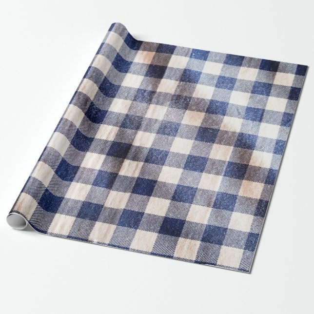Papel De Presente vestimenta azul de gingham, camisas textura do tec (Desenrolado)