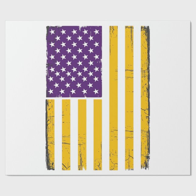 Papel De Presente Vetor de bandeira americana roxa e dourada desgast (Aberto)