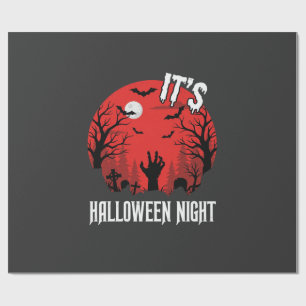 Papel De Presente Vetor de Cemitério Assustador na Noite de Hallowee