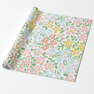 Papel De Presente Vetor padrão floral sem costura em branco