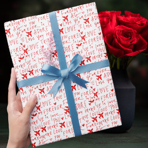 Papel De Presente Viagem Amor Romântico Você Avião Vermelho Personal
