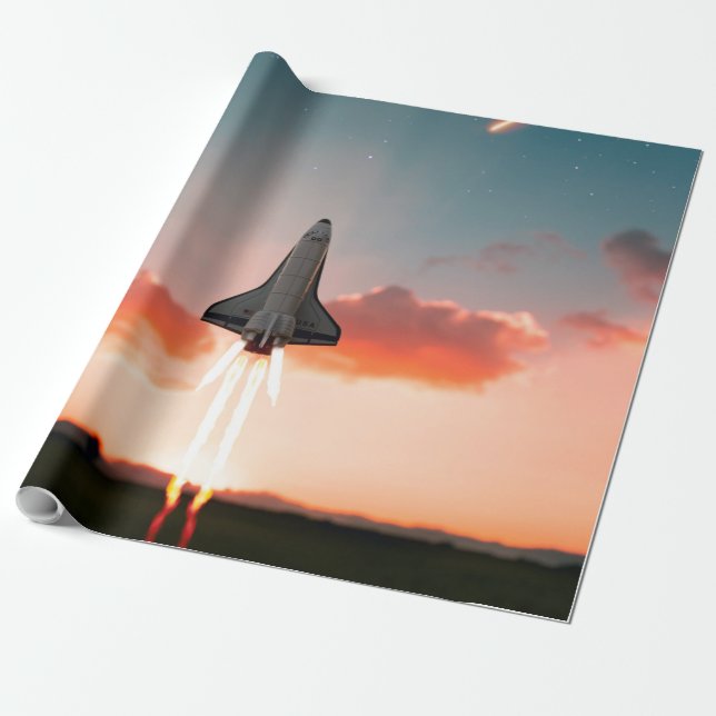Papel De Presente Viagem de espaço (Desenrolado)
