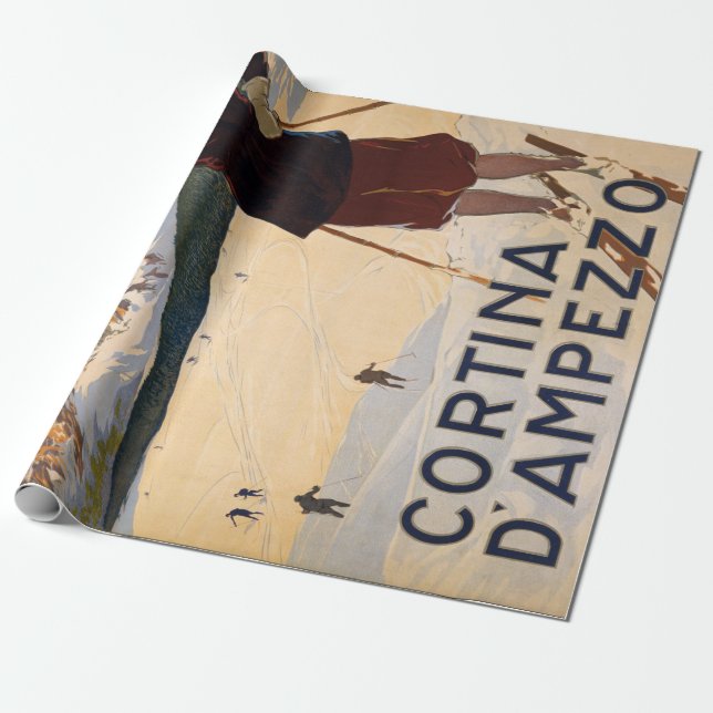 Papel De Presente Viagem do esqui de Cortina d'Ampezzo Italia do (Desenrolado)