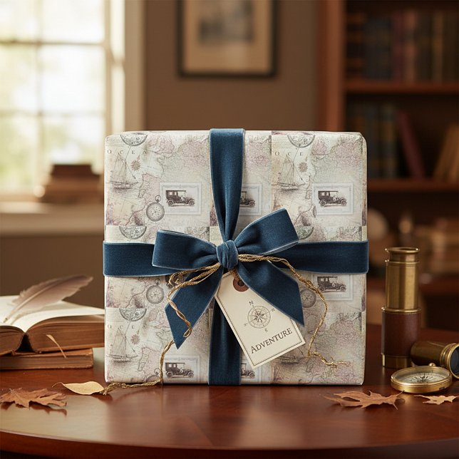 Papel De Presente Viagem vintage  (Criador carregado)