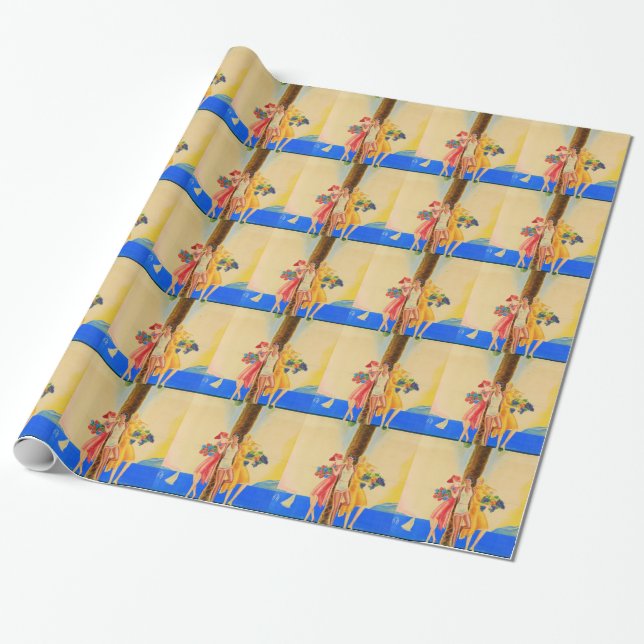 Papel De Presente Viagens Francesas Antigas em Cannes (Desenrolado)