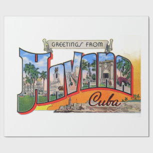 Papel De Presente Viagens Vintage Cuba - Saudações de Havana