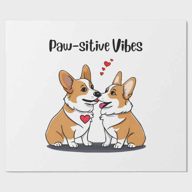 Papel De Presente Vibes Corgis Apaixonados (Aberto)