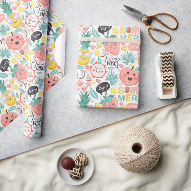 Papel De Presente Víblias de Verão da Fruta tropical (Artesanato)