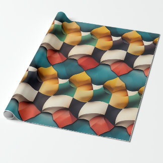 Papel De Presente Vibração 3D Onda Petal Geométrica em Cor Negrito