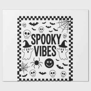 Papel De Presente Vibrações Assustadoras Halloween Retrô