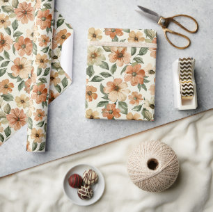 Papel De Presente Vibrações dos Anos Setenta Laranja Verde Groovy An