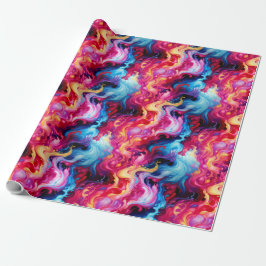 Papel De Presente Vibrant Abstract Fluid Art Wrapping Paper